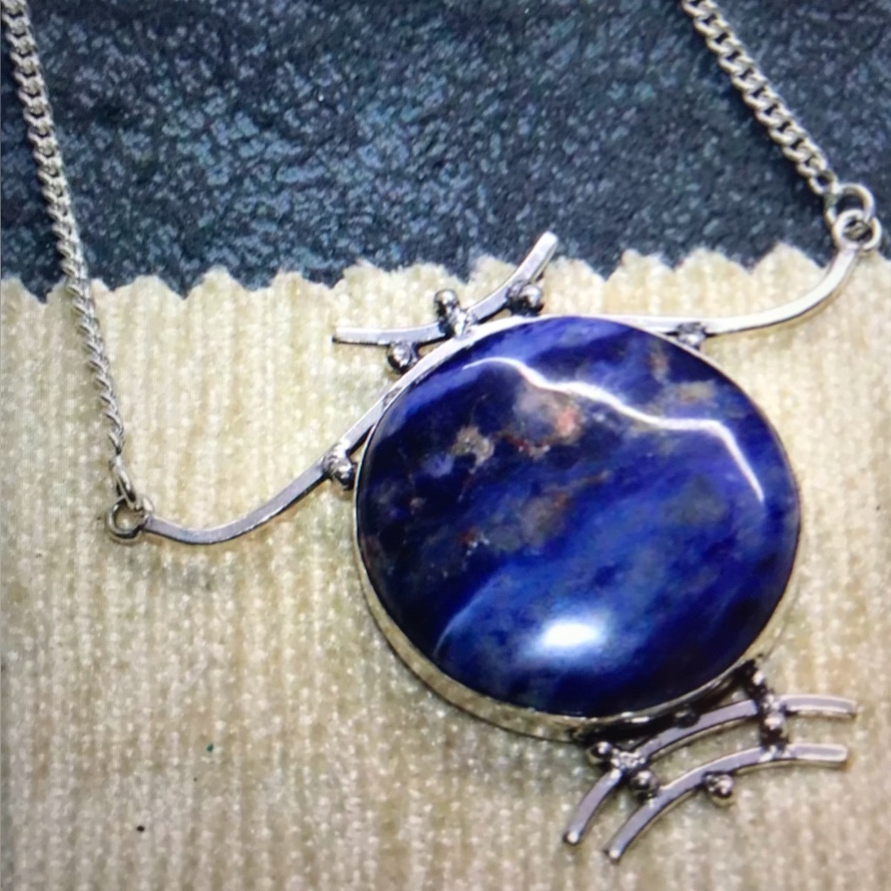Sodalite Stamped 925 Sterling Silver Necklace